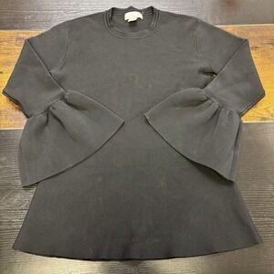 Rachel Parcell Thick Scuba Knit Black‎ Top Bell Sleeves Blouse Size Large